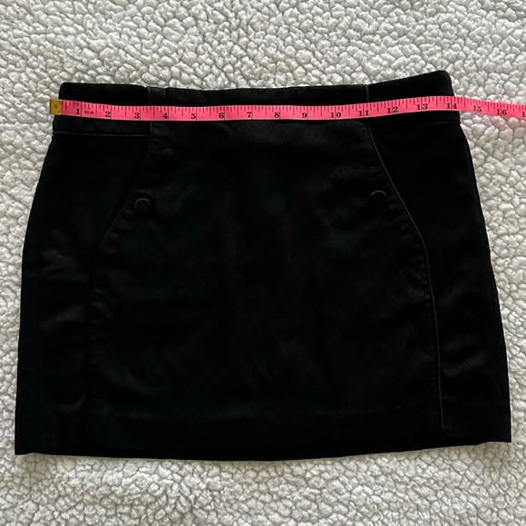 Y2K Bebe black mini skirt filigree paisley pattern buttons pockets zipper VTG 0 - Picture 10 of 11